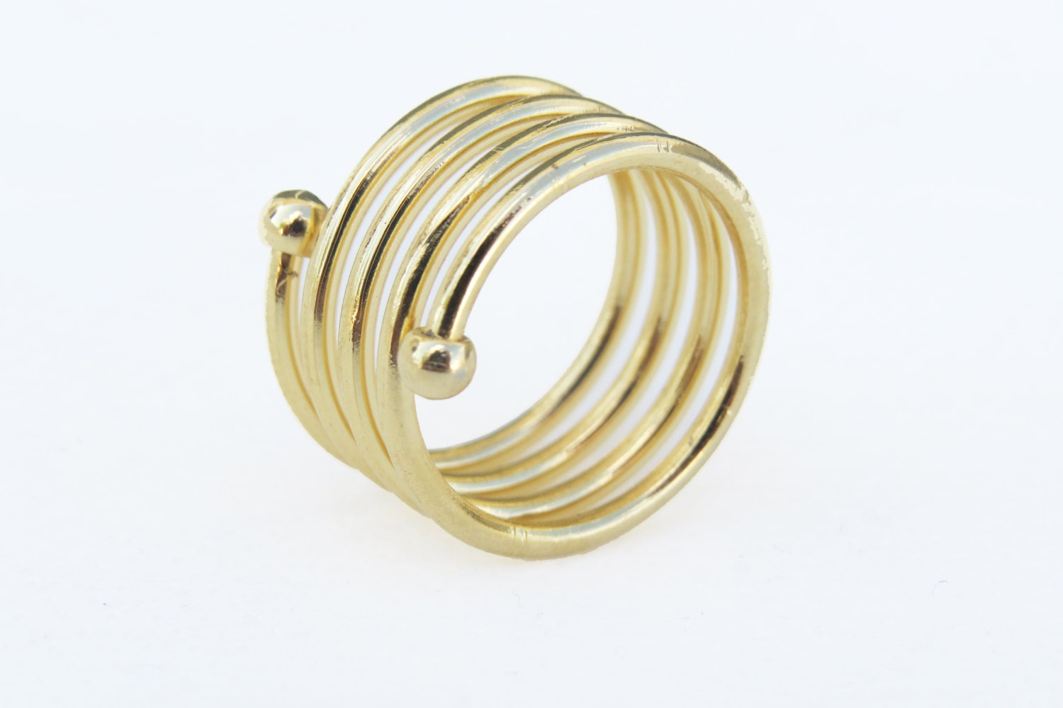 Gold ring Spiral ring Wide ring Spiral band ring by HLcollection