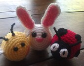 SALE! Garden Pals Crochet rattle balls for baby, crochet baby toy, baby sensory toys, soft baby toys, crochet toys, crochet baby, baby gifts