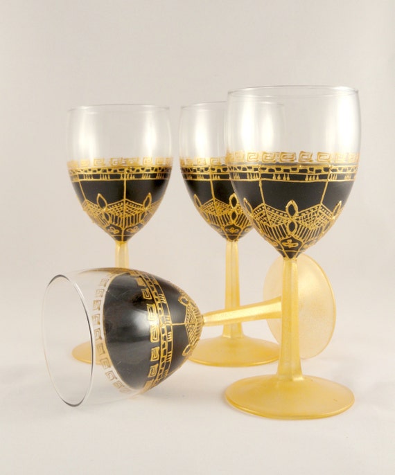 Wine GlassesHand Painted Wine Glasses in Old Greek Style