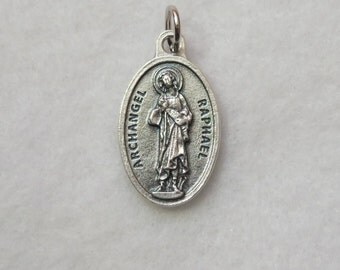 St Raphael Archangel San Rafael Religious Catholic Patron Saint Reversible Italy Medal Charm Pendant