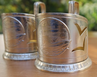 Glass Holders ... Set of 2 Vintage Traditional Soviet Russian Tea Glass Holders