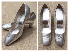 Vintage Silver Shoes 1960s 1970s Silver Heels Metallic Silver Bride ...