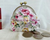Vintage style Floral framed coin purse, fabric coin purse,change purse