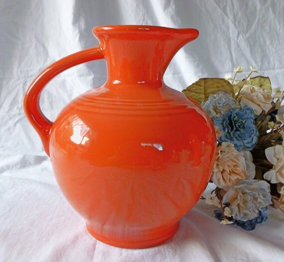 Vintage Orange Fiestaware Carafe Jug or Pitcher by Homer