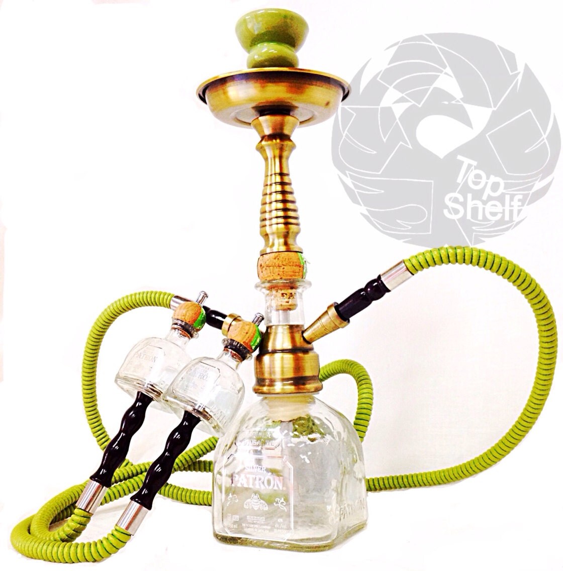 Custom Patron Hookah version 2.0 with two hoses and matching
