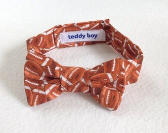 Baby Boy Bow Tie - brown football cotton, toddler accessory, sports bowtie, cake smash photo tie