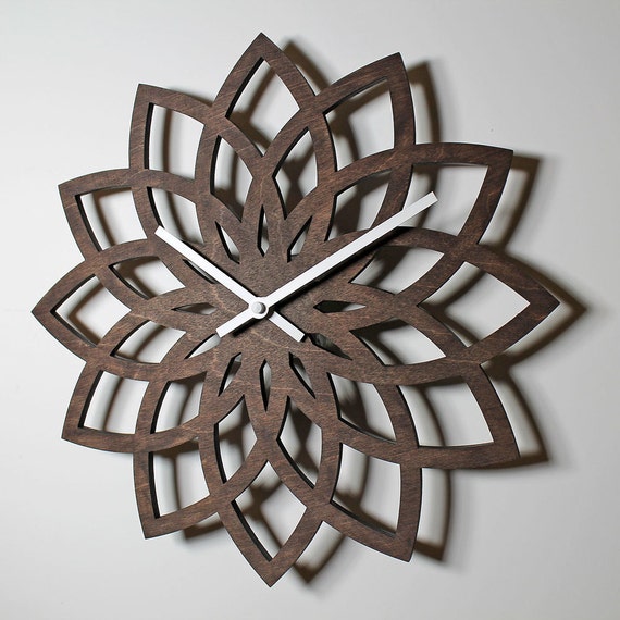 12 LOTUS WALL CLOCK Modern Laser Cut Wood by nygaarddesign on Etsy