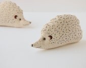 Little Beige Hedgehog Plushie - Stuffed animal toy for baby - Embroidered Upcycled soft toys for children