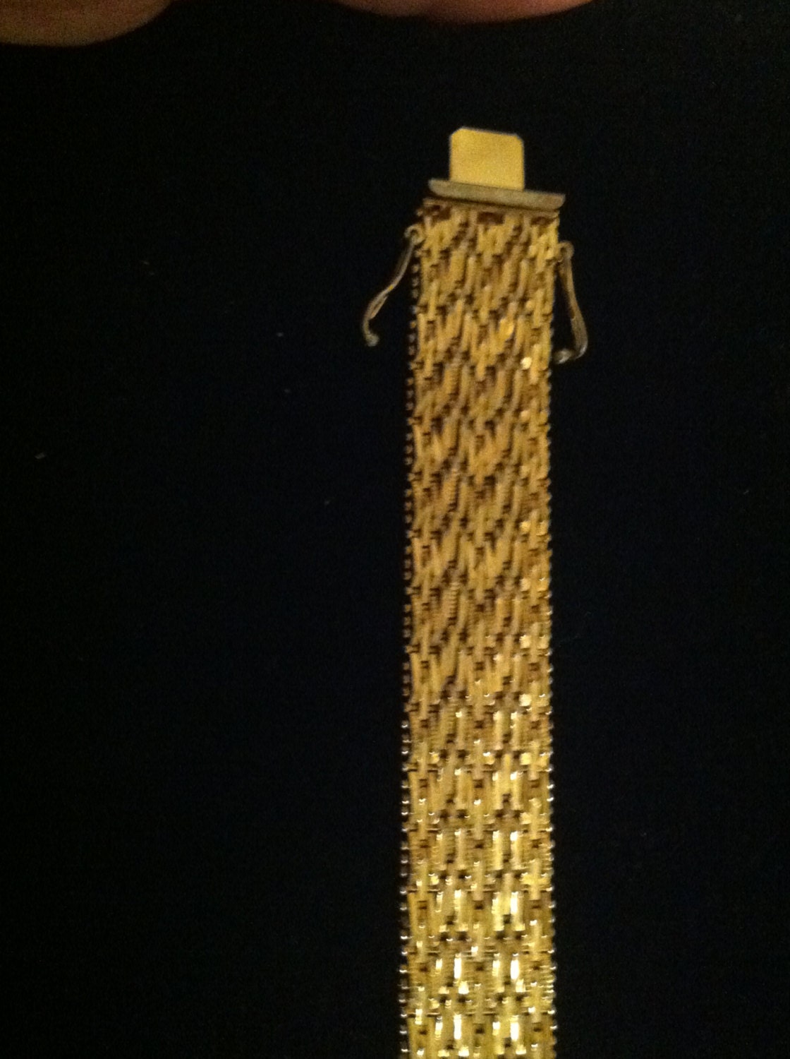 Vintage Gold Bracelet. Italian DeCesare Modern Mesh Wide