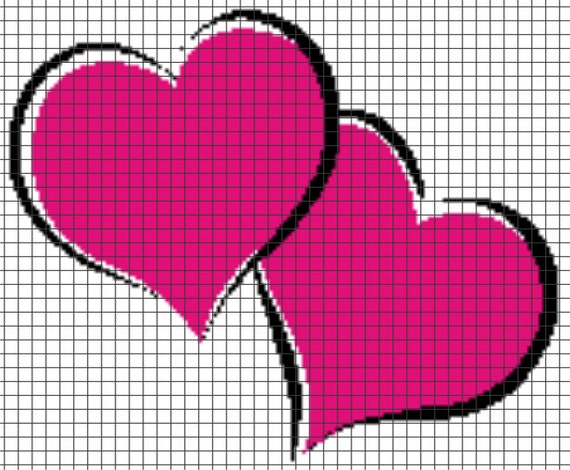 Items similar to Double Hearts Crochet Graphghan Pattern (Chart/Graph ...