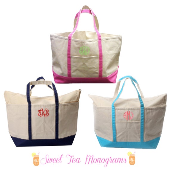ON SALE Monogrammed Canvas Boat Tote