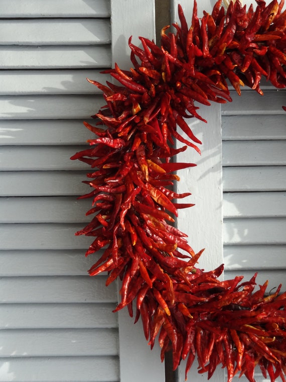 16 Red Hot Chili Pepper Wreath Dried Chili Pepper