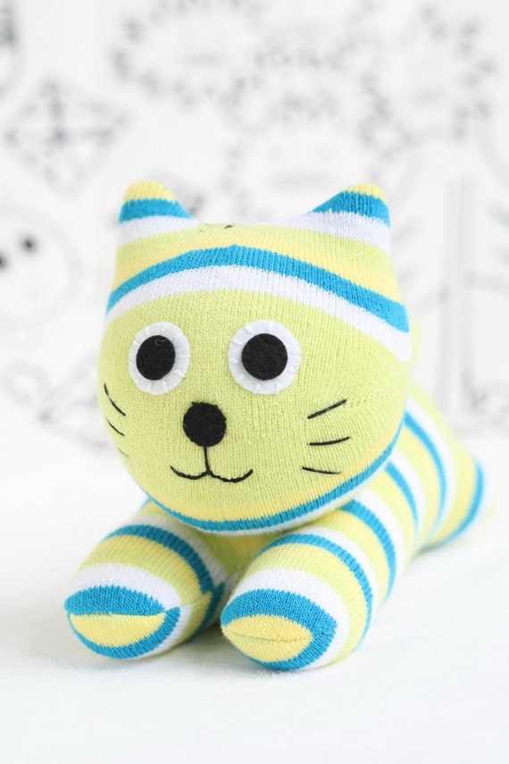 Handmade plush Sock Cat stuffed animal by Toyapartment