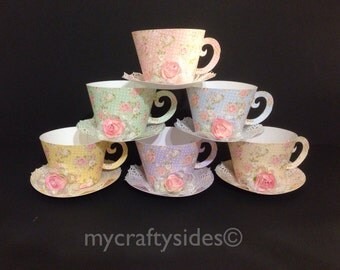 Cupcake Holder Tea Cups, or PartyFavors, Shabby Chic Party Favors