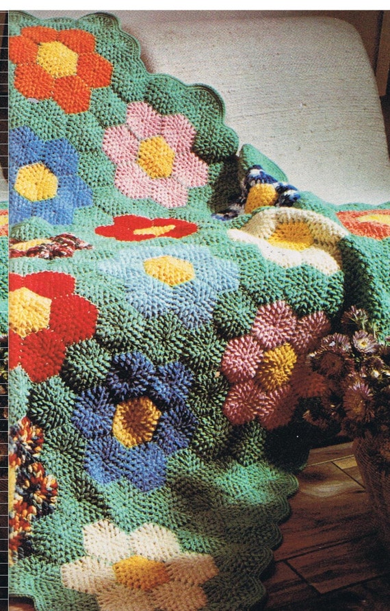Grandmothers flower Garden crochet afghan pattern pdf