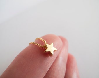Tiny Gold Star Necklace - Gift for her