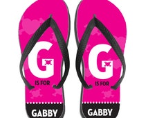 kids flip flops pink skull hear t monogram personalized custom flip ...