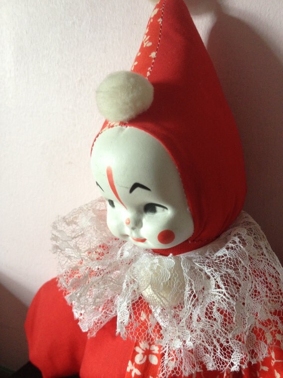 Vintage Plastic Face CLOWN DOLL circa 1960's by AnnmarieFamilyTree