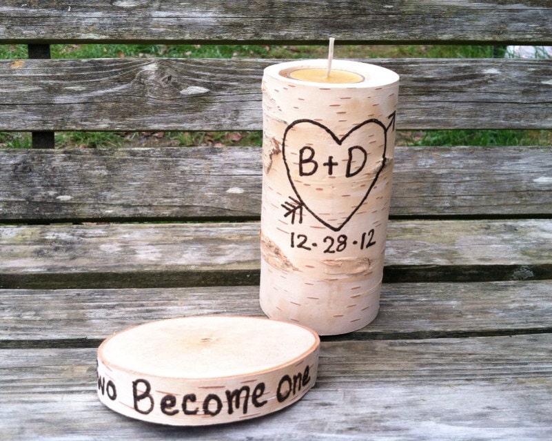 Personalized birch branch tea light holder by LightofdayCreations