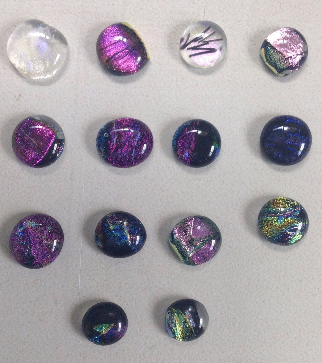 DICHROIC GLASS CABOCHONS 14 pieces