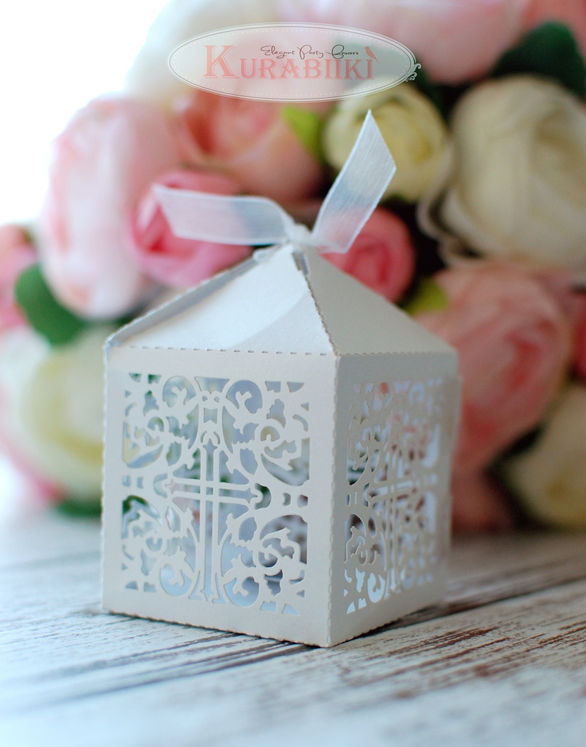 25 Elegant Laser Cut Christening Favor Boxes Baptism Favors