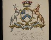 Edmondson Large Folio 18th C. Heraldry Engraving Henry Fox Baron Holland Foxley