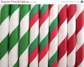 ON SALE 50 Christmas Red and Green Paper Straw Mix - - ships less than 24 hours Il_170x135
