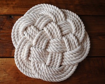 Cotton Rope Trivet Nautical Decor Rope Hot Pad Cotton by OYKNOT