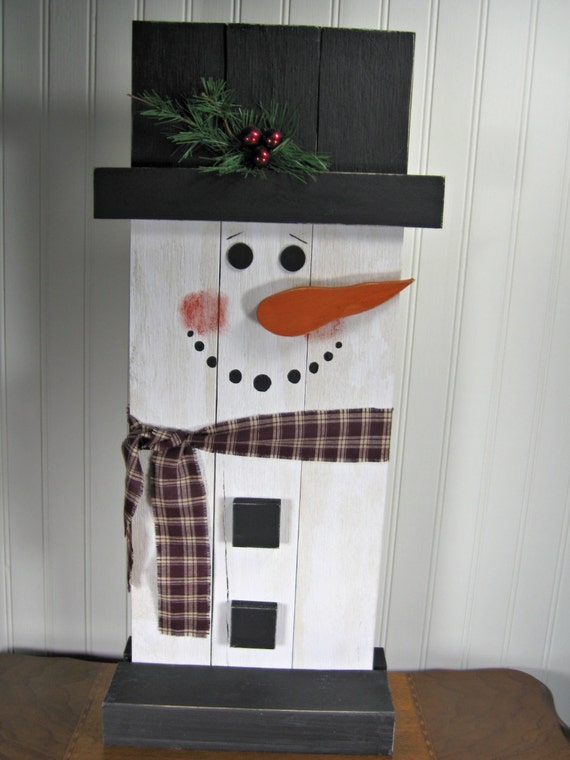 Stand-Up Wooden Snowman Christmas Decoration