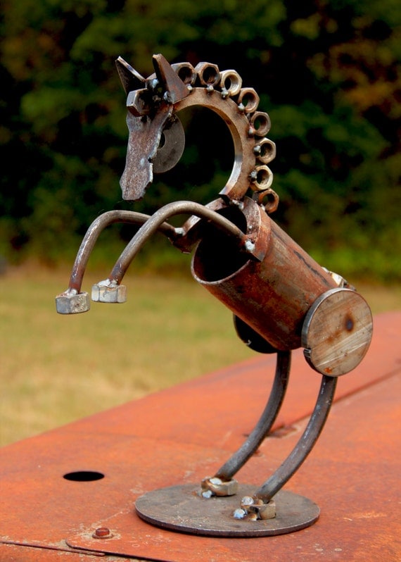 Scrap Metal Rearing Horse by IronMaidArt on Etsy