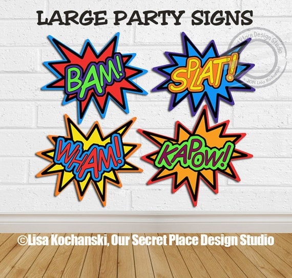 INSTANT DOWNLOAD Bam Splat Kapow Wham Superhero by OurSecretPlace