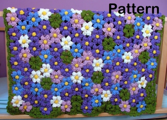 Crochet Pattern-Baby Violet Flower Blanket Crochet Pattern-Crochet Flowers Afghan Pattern/Newborn/Baby/Girls/Toddler