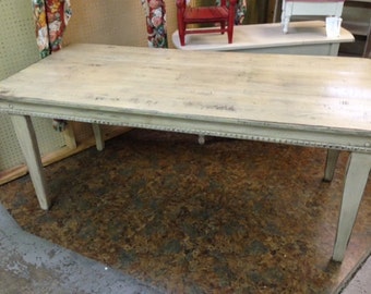 Distressed White Farm Table