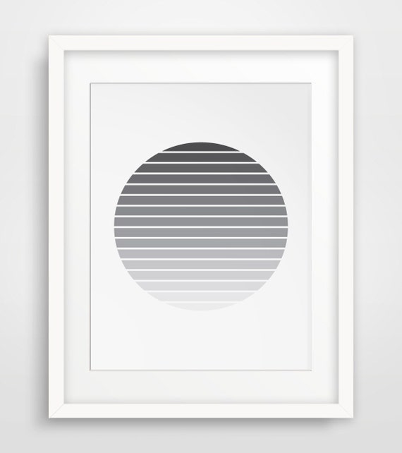 Sun Print Geometric Art Black and White Art Minimalist