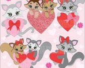 80% OFF Valentine cats clipart, commercial use, vector graphics, digital clip art, digital images - AMB-334 Il_170x135