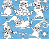 80% OFF Cute winter baby penguins digital stamp, commercial use, vector graphics, digital stamp, digital images - AMB-345 Il_170x135