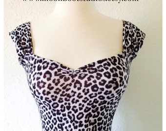 Lolita Snow LEOPARD Capped Sleeve Top, PIN UP black white Cheetah Print ...