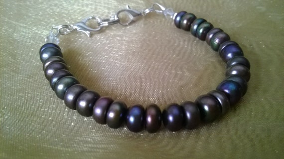 Interchangeable Black Freshwater Pearl Medical Alert Bracelet