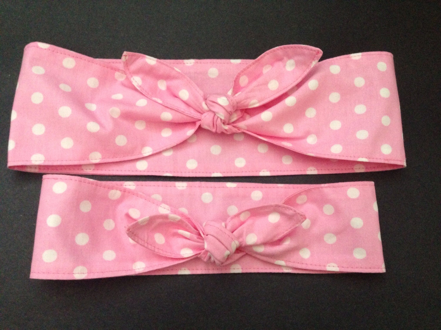 Baby and Reg White Polka Dots on Pink Headband by 3DROPSOFPOISON