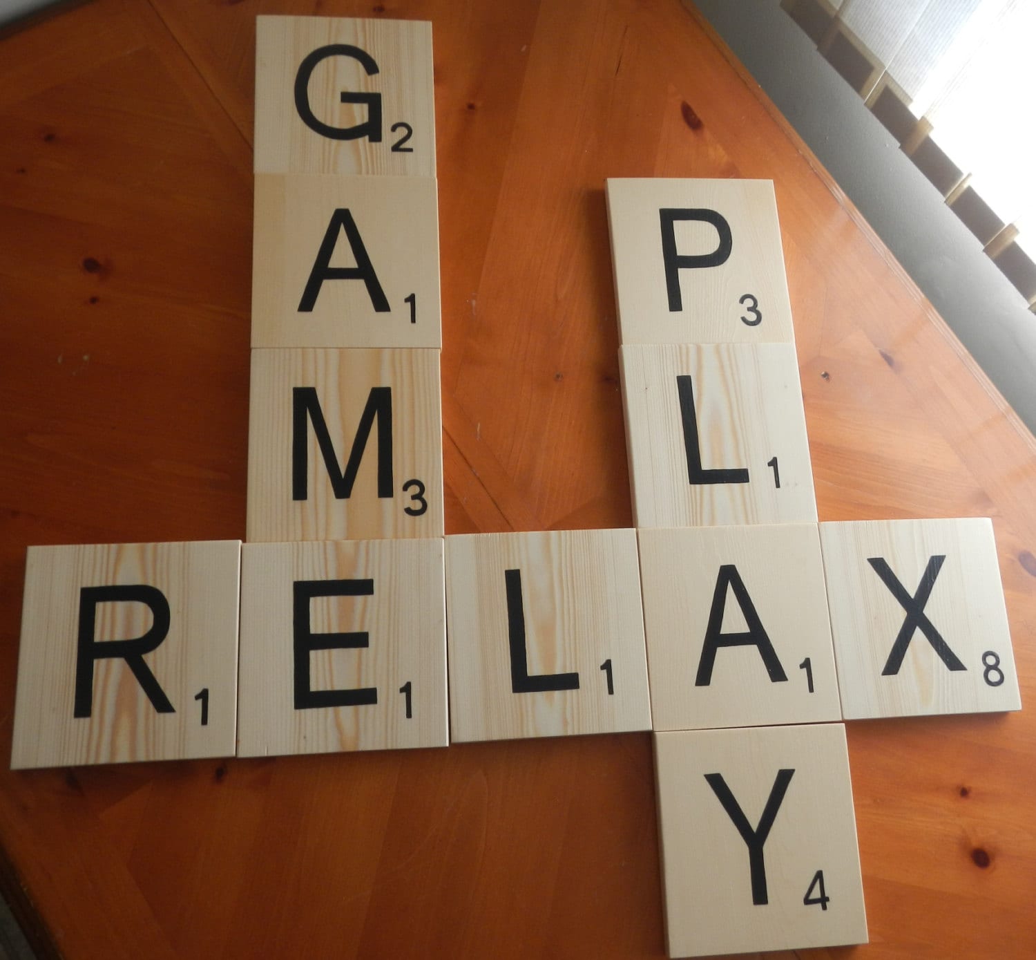 Large Scrabble Letter Seven Wooden Tiles by OpenWorldCreations