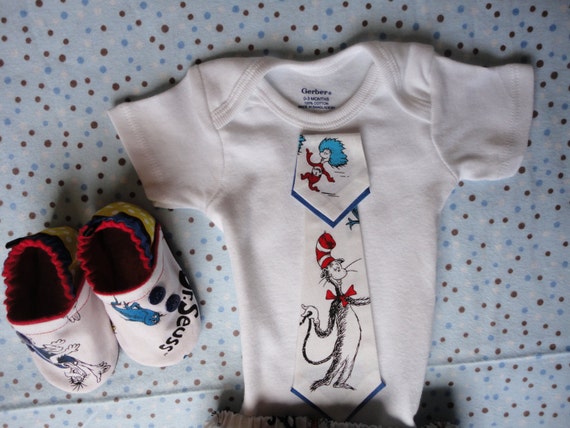 Dr. Seuss Inspired Baby Boy Outfit With Matching Booties