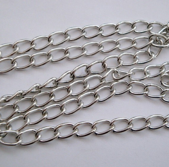 1m Antique silver plated chain 5 x 7.2mm 1 by BlackPearlBeadsUK
