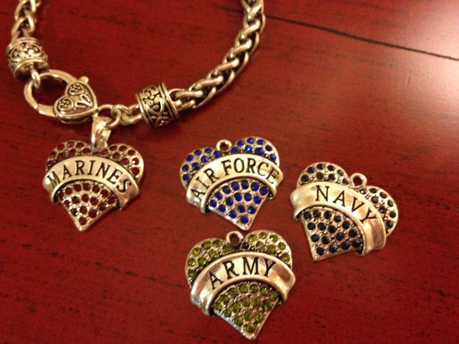 Military Charm Bracelet Air Force Navy Army Marine