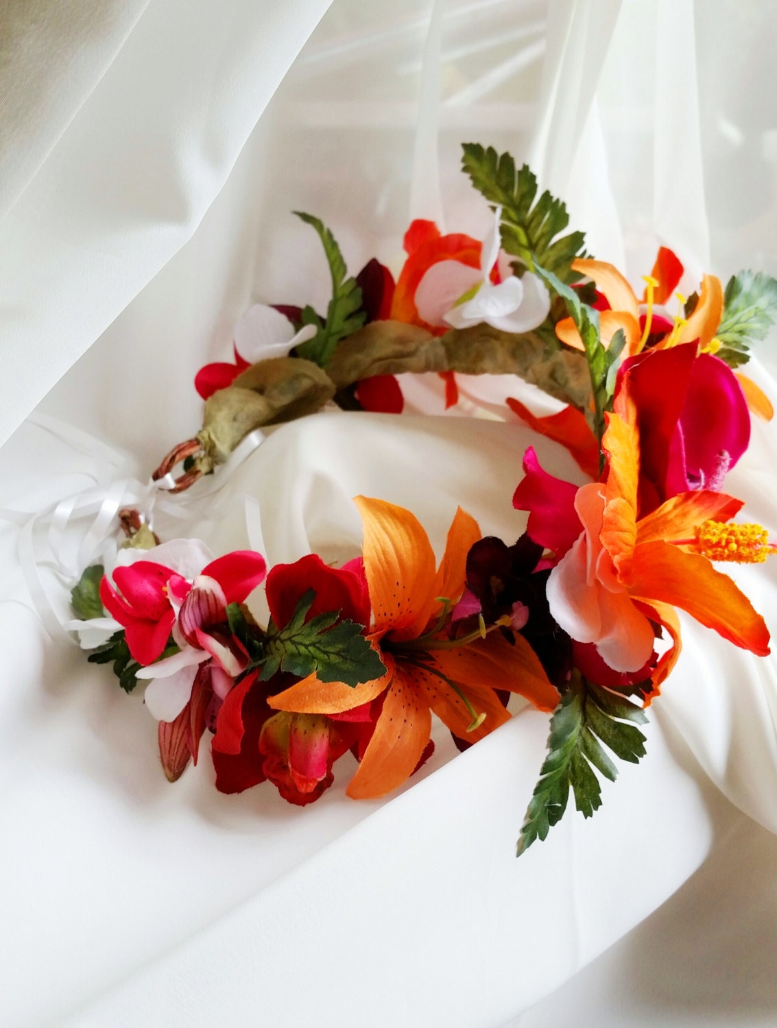 Tropical Flower Crown Hawaiian Tropical Headpiece Bridal