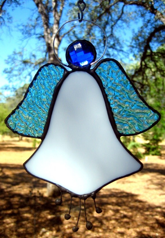Stained Glass Angel Suncatcher by PassionFlowerGlass on Etsy