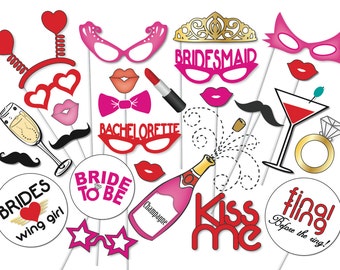 Bachelorette Party Photo Booth Props Set - 26 Piece PRINTABLE - Girls night out, Bridal Shower, bride to be, bridesmaids