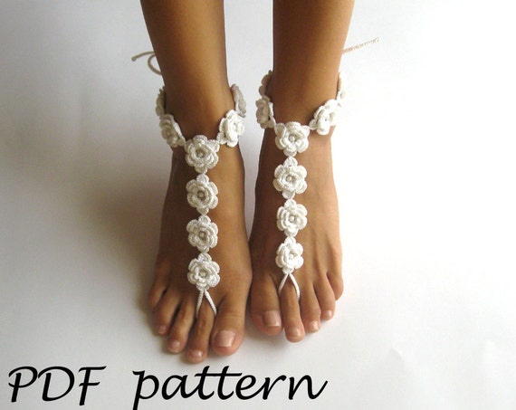 Crochet PATTERN - Crochet Barefoot Sandals Pattern Nude Shoes Bridal ...