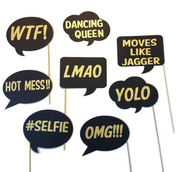 Photo Booth Props Fun and Funky Word Bubbles 8 Piece Photo