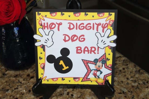 Hot Diggity Dog Bar sign Mickey Mouse Birthday Party