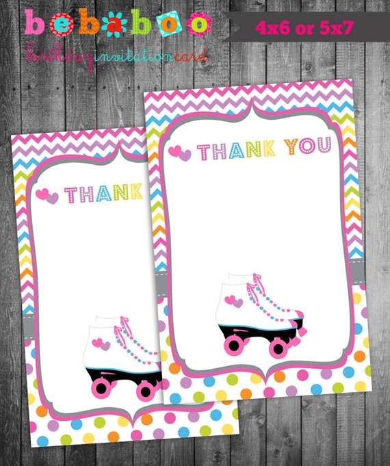 Roller Skate Thank You Card/Roller Skate Card/Thank you Favor